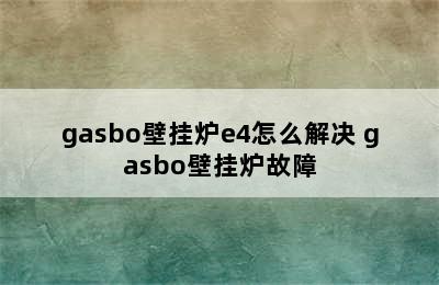 gasbo壁挂炉e4怎么解决 gasbo壁挂炉故障